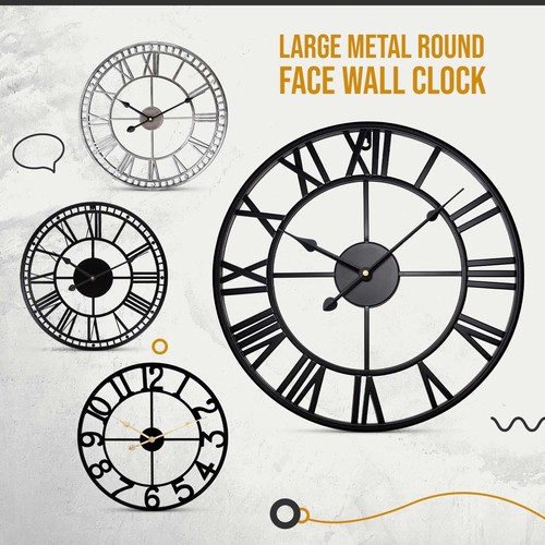 Large wall clock round face - large,