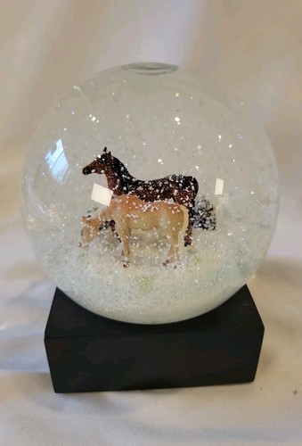 Snow globe two horses winter - horses,
