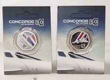 2 TWO 2019 SOLOMON ISLANDS 50 YEARS OF SUPERSONIC CONCORDE SILVER PLATED COINS  