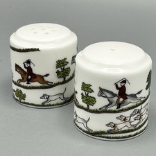 Coalport Salt Pepper Hunting Scene Stoppers Ceramic
