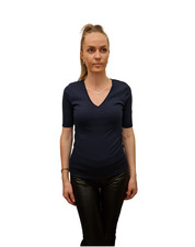 Ex M&S Ladies V-Neck T-Shirt Stretch Cotton