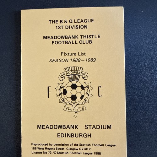 Meadowbank thistle fixture - meadowbank, thistle(fixture