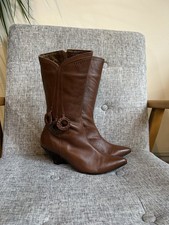 Vintage Y2K Deadstock Firetrap Brown Mid Calf leather pixie boots size 7