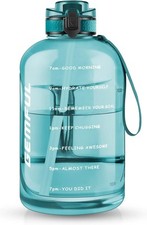GEMFUL 3 Litre Water Bottle with Time Markers, Straw, Handle & Flip Lid - BPA-F