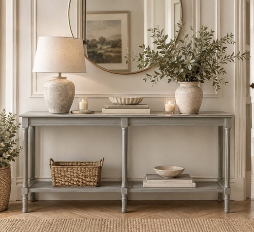 Grey coastal console table - grey,