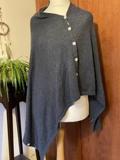 cashmere poncho cape Blue Grey