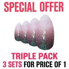3 pack False Nails Bling Art