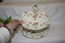111173d Vintage Old Foley 2 Tier Cake Stand Trailing Flowers v Pretty Excellent