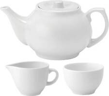 Porcelain Teapot Set 15oz/43cl Teapot, 4oz Cream Jug, 7oz Sugar Bowl, Pure White