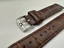 Omega Leather Strap Brown Watch Band With Silver Steel Buckle  18mm 19mm 20mm