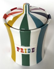 Jonathan Adler. Vice "Pride" Canister - Large.  Rainbow Colours. Height 7”