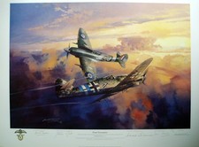 Aviation print by Michael Turner - Final Encounter - Spitfire v ME109 - signed