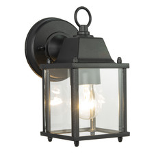 Contemporary Exterior Lantern Wall Light Fitting in Black with Clear Glass Si...