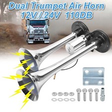 12V/24V Twin Air Horn Chrome Plated Dual Trumpet For Truck Lorry Bus Boat Train