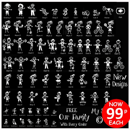 Car stick family window - my,