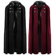 ☀️Men Gothic Steampunk Hooded Cape Trench Halloween Cloak Coat Punk Long Jacket