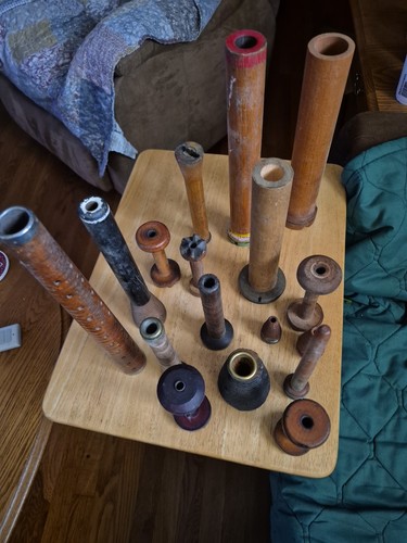 Antique wood bobbins - antique,