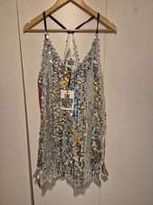 The Ragged Priest Silver Sequin Mini Dress – Size S NWT Party Sparkle