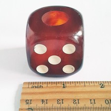 Large Bakelite Dice 1½ Inch Cherry Red Cocktail Stick, Pen Candle Holder Vintage