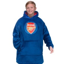 Arsenal F.C. Kids Oversized Hoodie Blanket - Sherpa Fleece Lined Official Footba