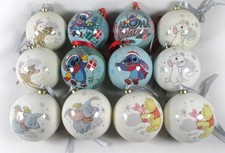 12x Disney Christmas baubles, 75mm, plastic, 4 sorts x2 each and 4 sorts x1 each