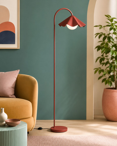 Red arc floor lamp - arc, pleated