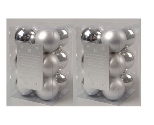 Silver christmas baubles - silver,