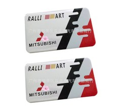 2PCS Car Body Emblem Aluminum Side Fender Logo Badge for MITSUBISHI Ralliart