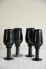 4 Black Onyx Goblets