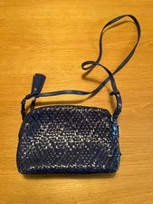 MASSIMO DUTTI blue leather woven shoulder/crossbody bag