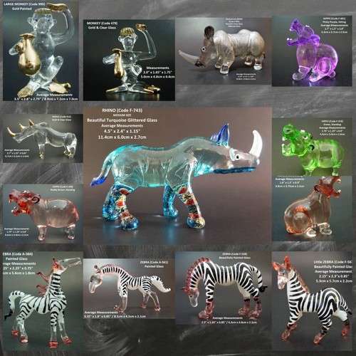 Glass rhino hippo monkey - rhino,