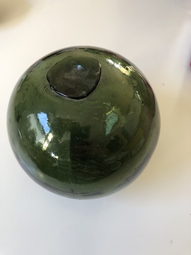 Vintage green glass hand - green, blown