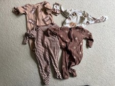 Next Baby Bundle 4 x Unisex Zipped Sleepsuits 3-6 Months Bears