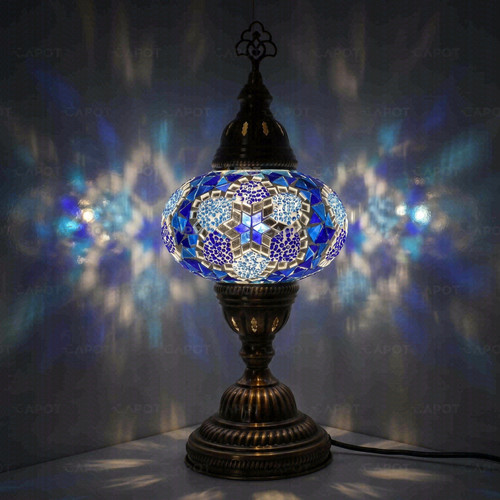 Blue turkish mosaic table lamp - blue,