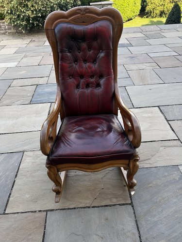 Antique leather rocking chair - antique,