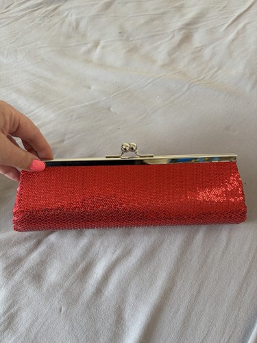 Sparkly red clutch bag - red,