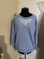 Cotton Traders Blue Beaded Detail Sweatshirt 
