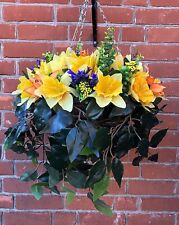 Hanging Basket With Daffodils, Lilies, Wild Flowers and Trailing Leaves