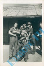 WW2 Photo Group Of Soldiers At Base In Egypt slouch Hats 3.5 x 2.5 inches