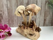 Wooden Bali Mushroom Ornament Toadstool Sculpture Handcarved Driftwood Teak Root