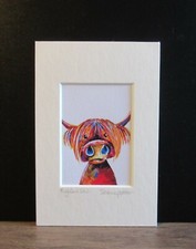 Highland Cow. Mini art print from an original painting by Suzanne Patterson