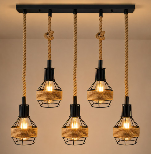 Hemp rope pendant light - rope,