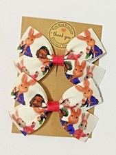 PETER RABBIT Hair Bow Alligator Clip/ Bobbles Set Of 2 Girls Baby Toddler  Bows 