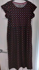 B56 Ladies Nightdress Spot Long Size 8-10 Black Red Pink Poly Cotton New 
