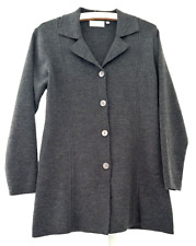 ANNE BROOKS PETITE.  GREY WOOL MIX KNIT LONGER LENGTH CARDIGAN/JACKET.  SIZE 8