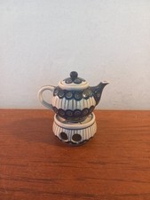 Polish Pottery Boleslawiec Miniature Teapot and Warmer Blue Dot