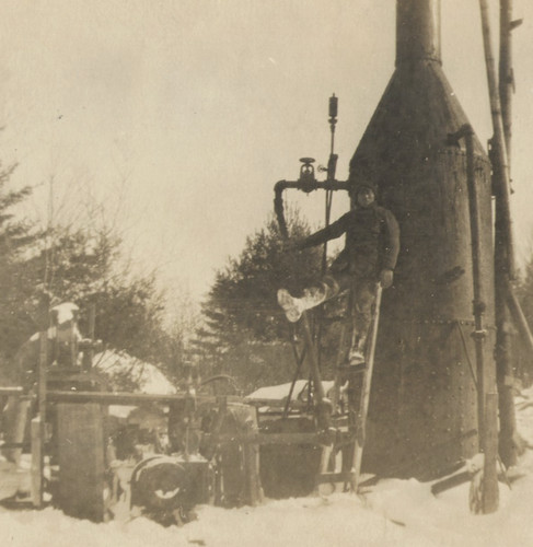 Winter logging camp - winter, machinery
