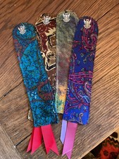 Silk Christmas book marks, handmade, new, vintage silk