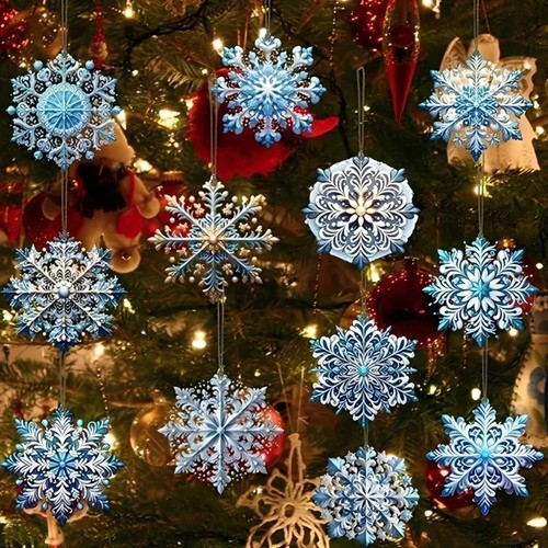 24pcs wooden snowflake - 12/24pcs,