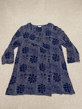 East Tunic Top 10 Women's Blue Grey Floral Long Shirt Top